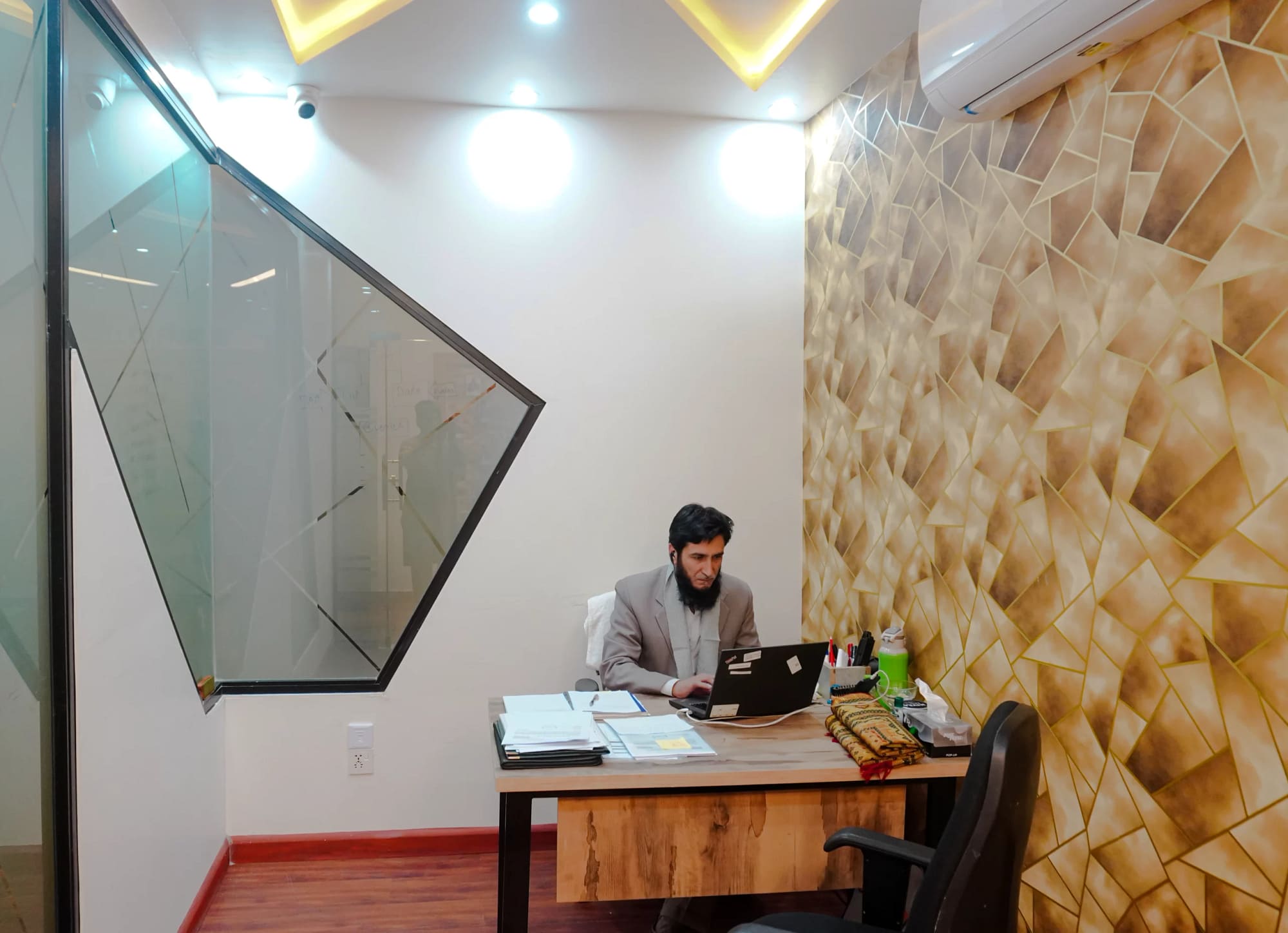 Hr Department head sir jhangeer is working in his office